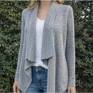 NWT Forever 21 Gray Knit Sweater Cardigan Asymmetrical Open Front Women Medium